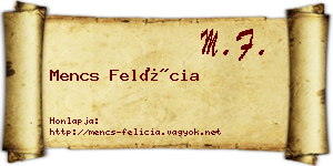 Mencs Felícia névjegykártya